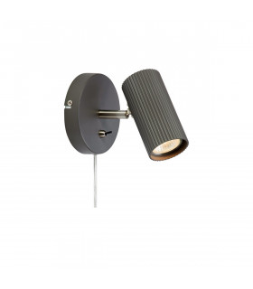 Aplique con luz lectura Costilla Metal Gris 1 bombilla 14cm