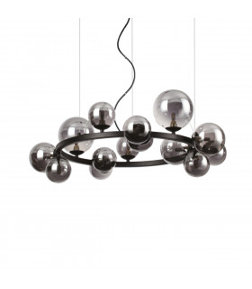 Lámpara colgante Perlage 14 luces Vidrio, metal Negro