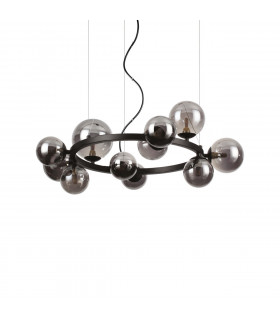 Suspension Perlage 11 ampoules Verre,métal Noir