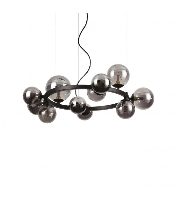 Perlage 11-bulb pendant lamp Glass, metal Black