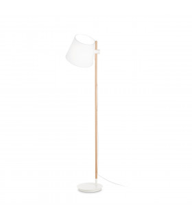 Floor lamp Axel Wood, white fabric 1 bulb 168cm