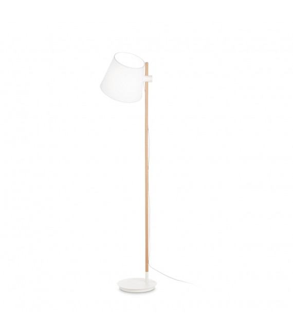 Lampada da terra Axel Wood, tessuto bianco 1 lampadina 168cm