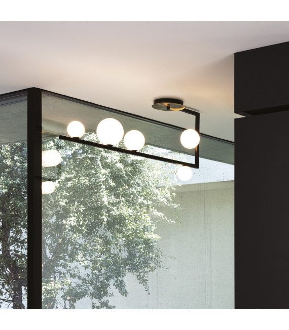Plafoniera Birds Vetro, metallo nero, ottone 5 lampadine 50cm