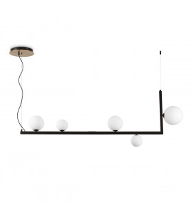 Lampada a sospensione Birds 5 lampadine Vetro, metallo nero, ottone