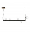 Birds pendant light 5 bulbs Glass, black metal, brass
