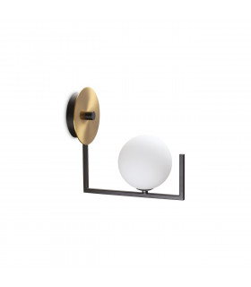 Birds wall light Glass, black metal, brass 1 bulb 25.5cm
