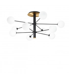 Ceiling light Cosmopolitan Glass, black metal 10 bulbs 53.5cm