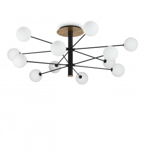 Cosmopolitan ceiling light Glass, black metal 12 bulbs 53.5cm
