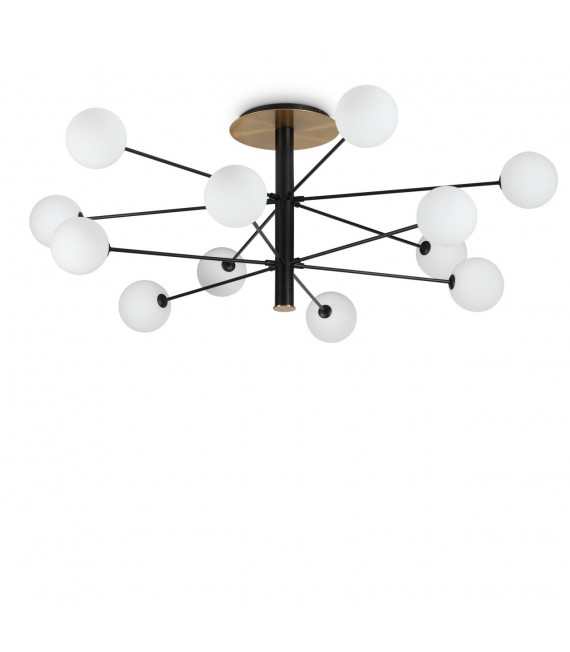 Plafón Cosmopolitan Cristal, metal negro 12 bombillas 53,5cm