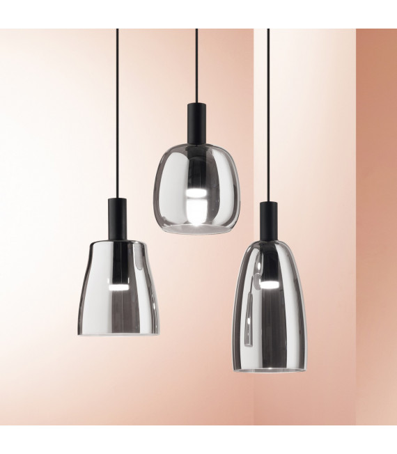 Coco-2 Lámpara colgante 1 bombilla Cristal, metal Negro