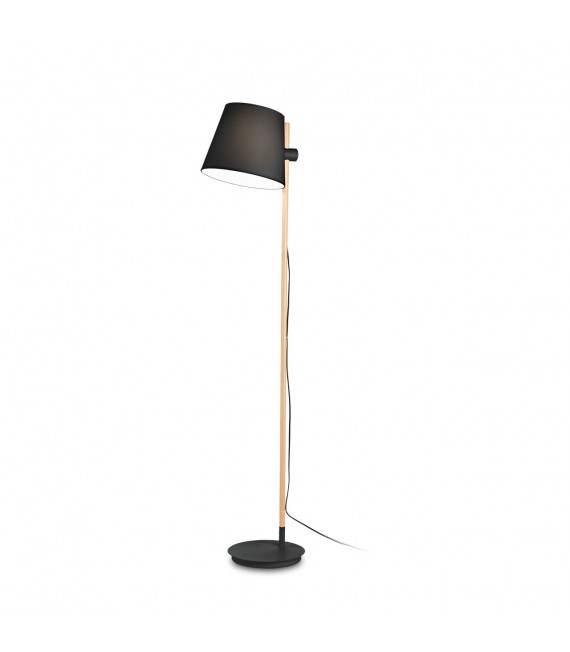 Stehlampe Axel Wood, schwarzer Stoff 1 Glühbirne 168cm