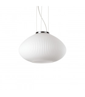 Suspension Plisse 1 ampoule Verre,métal Chrome