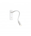 Wall lamp with reading light Io Metal, white aluminum 1 bulb 12cm