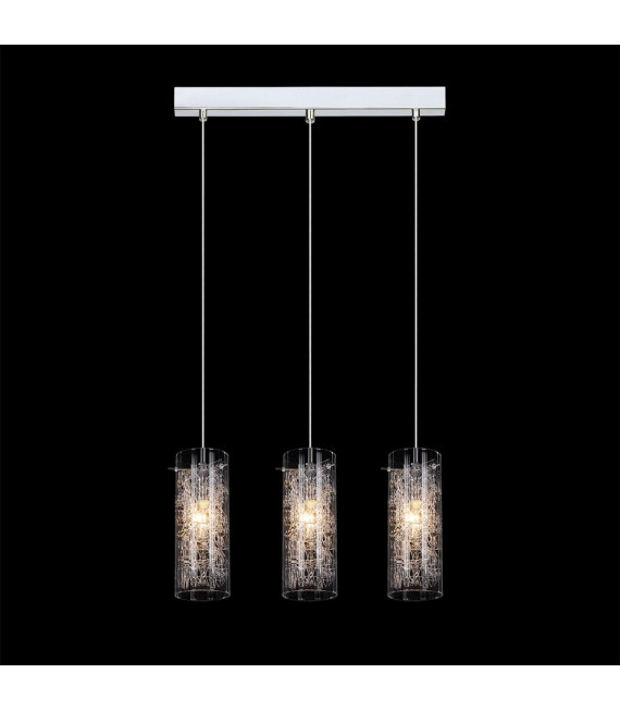 Lampada a sospensione Ibiza in metallo cromato 3 lampadine 26cm