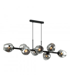 Borgo Black Steel Pendelleuchte 8 Glühbirnen 112cm