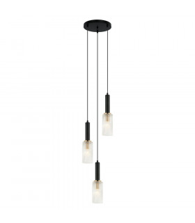 Suspension Perola Acier Noir 3 ampoules 132cm