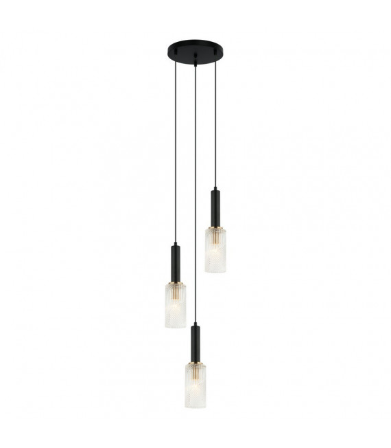 Colgante Perola Acero Negro 3 bombillas 132cm