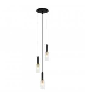 Sospensione Perola Acciaio Nero 3 lampadine 132cm