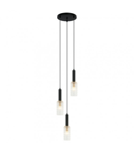 Sospensione Perola Acciaio Nero 3 lampadine 132cm