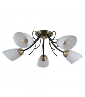 Plafoniera Cristina Black Steel 5 lampadine 22cm
