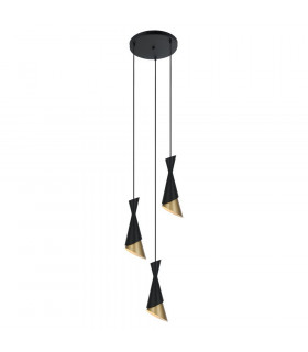 Pendant Malia Steel Black 3 bulbs 128cm