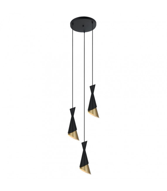 Pendelleuchte Malia Stahl Schwarz 3 Glühbirnen 128cm
