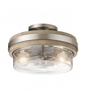 Ceiling light Large Steel, glass with head of transparent series Antique gray 2 bulbs 19.7cm