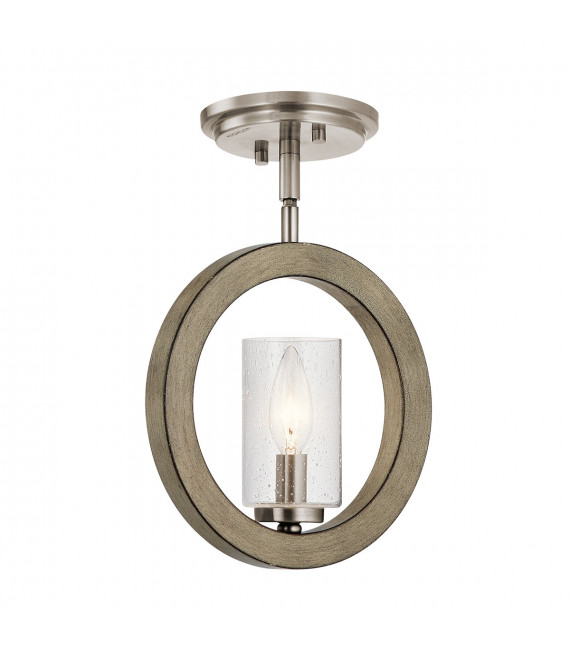 Suspension Large Clear glass, steel Antique gray 1 bulb Pendant: 23.2cm Wall: 33.8cmcm
