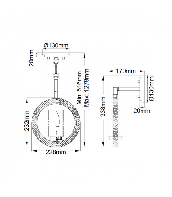 Sospensione Grande Vetro trasparente, acciaio Grigio antico 1 lampadina Sospensione: 23,2 cm Parete: 33,8 cm cm