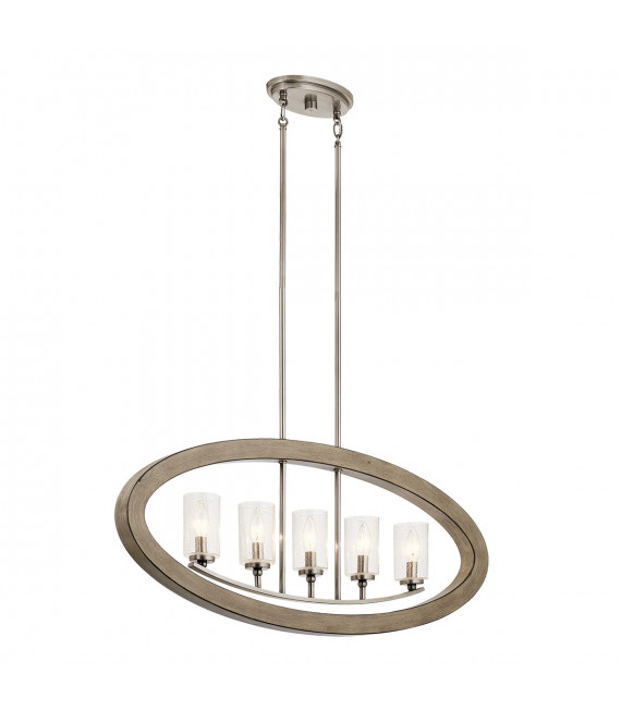 Pendant light Large clear glass, antique gray steel 5 bulbs 40.7cm