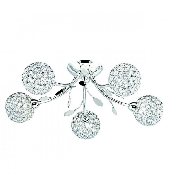Lampada da soffitto 5 lampadine Bellis II, in cromo e vetro