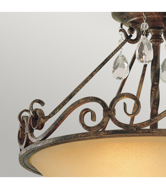 Plafoniera Chateau Glass, acciaio Bronzo moka 2 lampadine 33,4 cm