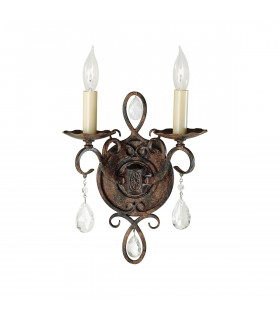 Wall light Chateau Steel, mocha bronze crystal 2 bulbs 29.8cm