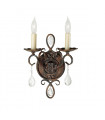 Applique murale Chateau Acier,cristal Bronze moka 2 ampoules 29,8cm