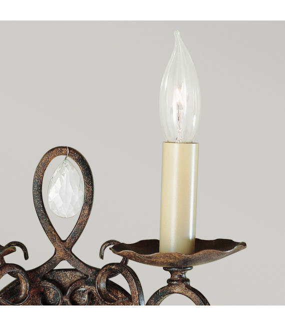 Wandleuchte Chateau Steel, Mocca Bronze Kristall 2-flammig 29,8cm