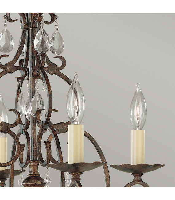 Lampadario senza paralumi Chateau Cristal, acciaio bronzo moka 4 lampadine 54,9 cm
