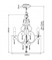 Chandelier sans abats jours Chateau Cristal,acier Bronze moka 4 ampoules 54,9cm