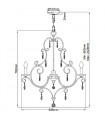 Chandelier sans abats jours Chateau Cristal,acier Bronze moka 6 ampoules 76,2cm
