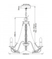 Chandelier without lampshades Maryville Wood, steel Gray washed 3 bulbs 49.8cm