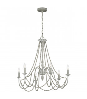 Lampadario senza paralumi Maryville Legno, acciaio Grigio lavato 6 lampadine 74,3 cm