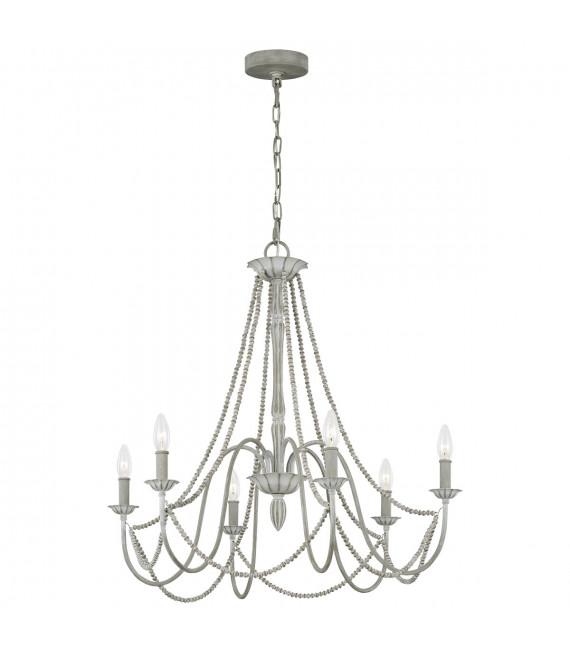 Chandelier sans abats jours Maryville Bois,acier Gris lavé 6 ampoules 74,3cm