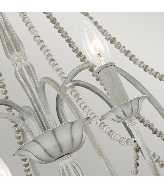 Lampadario senza paralumi Maryville Legno, acciaio Grigio lavato 6 lampadine 74,3 cm