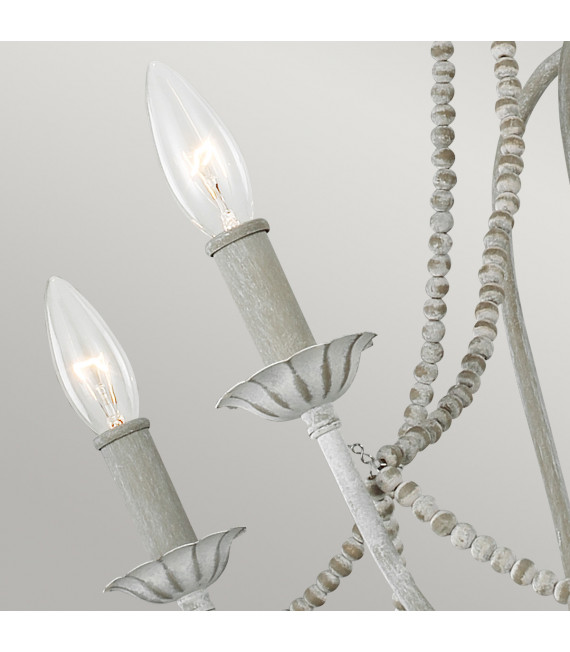 Chandelier sans abats jours Maryville Bois,acier Gris lavé 6 ampoules 74,3cm