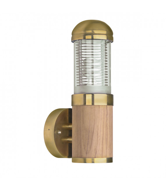 Moderne Wandleuchte Lymington Messing, Teak 1 flammig 30,5cm