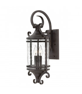 Farol de jardín Casa Cristal transparente, aluminio Negro envejecido 2 bombillas 54,1cm