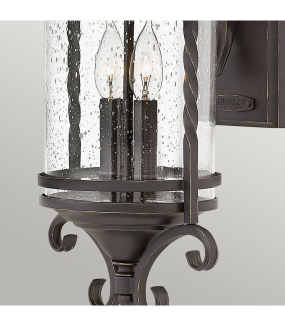 Farol de jardín Casa Cristal transparente, aluminio Negro envejecido 2 bombillas 54,1cm