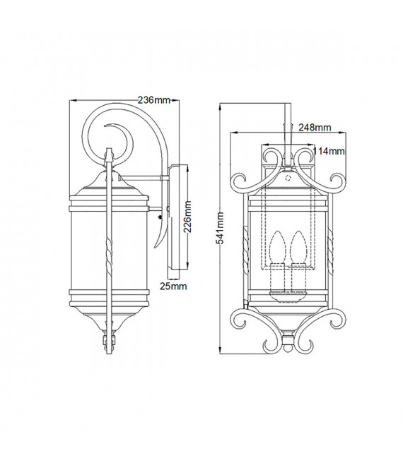 Farol de jardín Casa Cristal transparente, aluminio Negro envejecido 2 bombillas 54,1cm