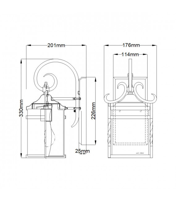 Casa Gartenlaterne Klarglas, Aluminium gealtert schwarz 1 Glühbirne 33cm