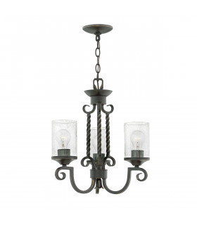 Lampada a sospensione Casa Metallo, vetro semitrasparente Nero invecchiato 3 lampadine 47cm