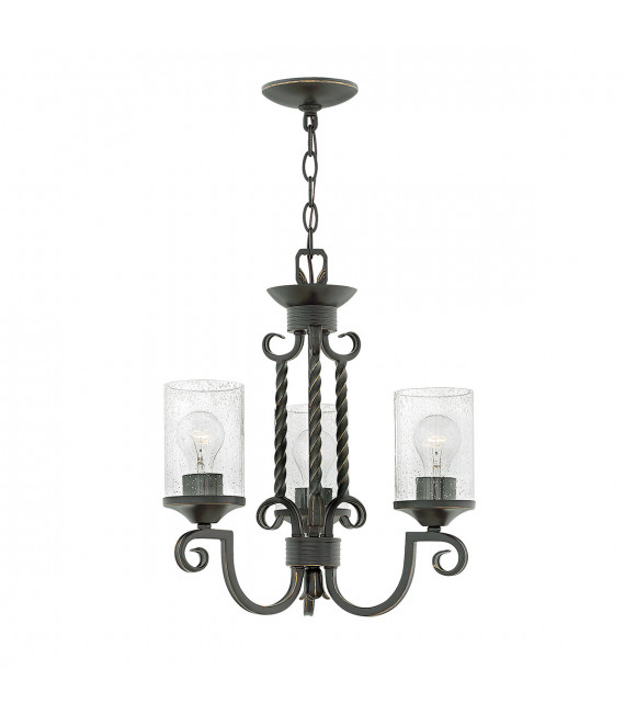 Casa Pendelleuchte Metall, klares Saatglas Altschwarz 3-flammig 47cm